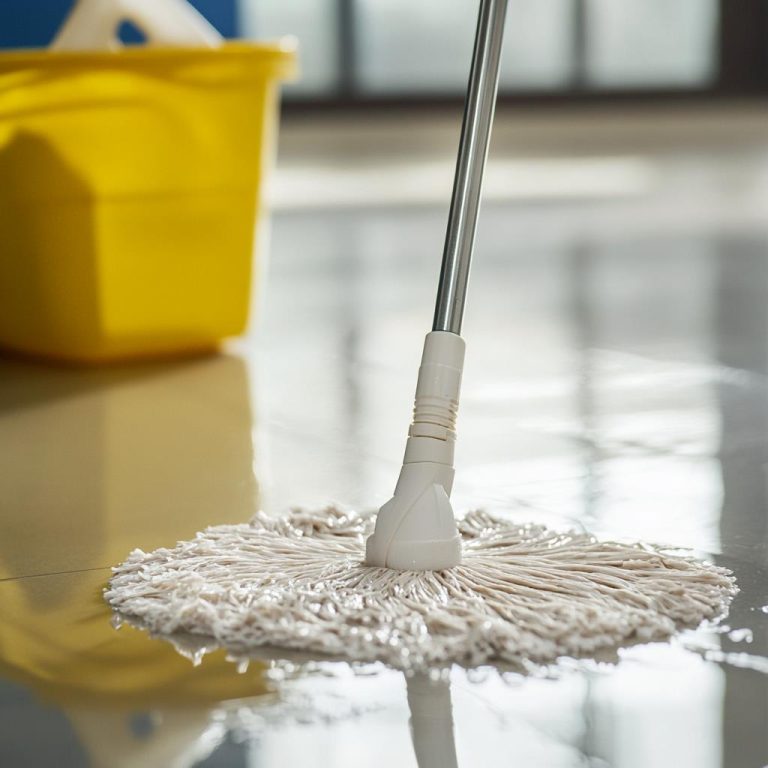 Home Linoleum vloer reinigen met speciaal reinigingsmiddel en zachte dweil voor optimaal onderhoud