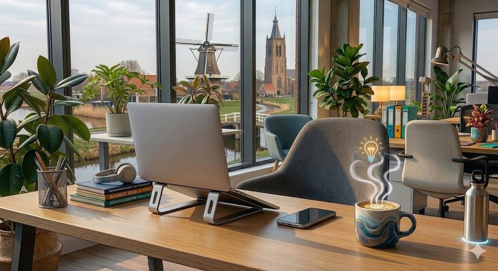 Online marketing bureau Nijmegen specialisten bespreken digitale groei strategie met lokale ondernemer op kantoor